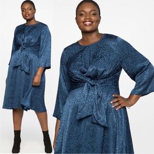 Eloquii NWT Tie Front Textured cheetah animal print dress Fit & Flare A line 16